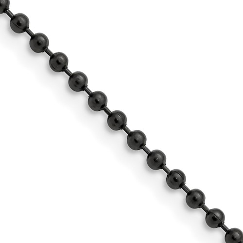 Chisel Stainless Steel Polished Black IP-plated 2.4mm Ball Chain, 18"