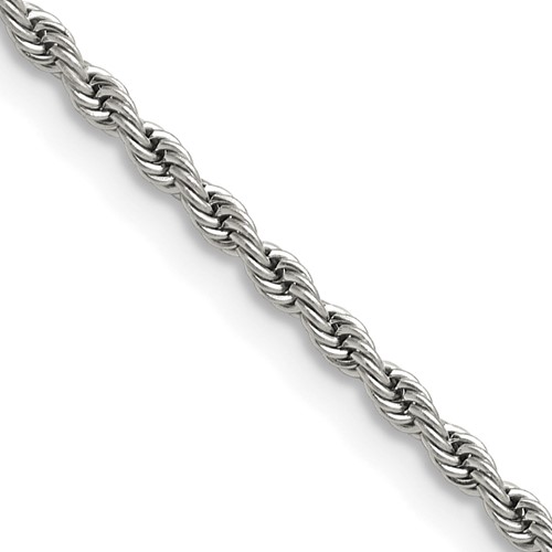 Chisel Stainless Steel Polished 2.4mm Rope Chain, 16"