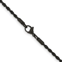 Chisel Stainless Steel Polished Black IP-plated 2.4mm Rope Chain, 18" view 3