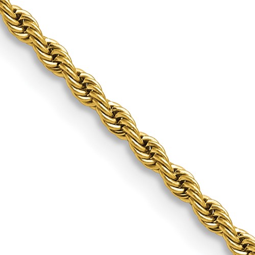 Chisel Stainless Steel Polished Yellow IP-plated 2.4mm Rope Chain, 18"
