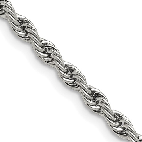 Chisel Stainless Steel Polished 4mm Rope Chain, 18"