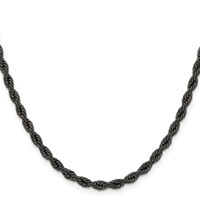 Chisel Stainless Steel Polished Black IP-plated 4mm Rope Chain, 18" view 2