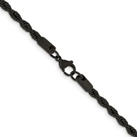 Chisel Stainless Steel Polished Black IP-plated 4mm Rope Chain, 18" view 3