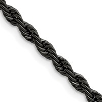 Chisel Stainless Steel Polished Black IP-plated 4mm Rope Chain, 18" view 1