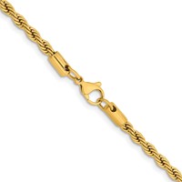 Chisel Stainless Steel Polished Yellow IP-plated 4mm Rope Chain, 18" view 3