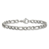 Chisel Stainless Steel Polished 5.3mm 7 Inch Figaro Chain view 3