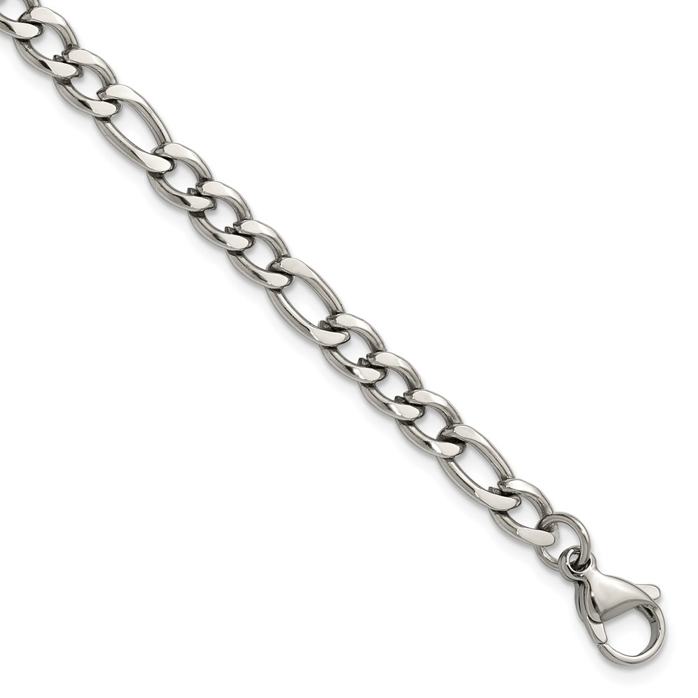 Chisel Stainless Steel Polished 5.3mm 7 Inch Figaro Chain