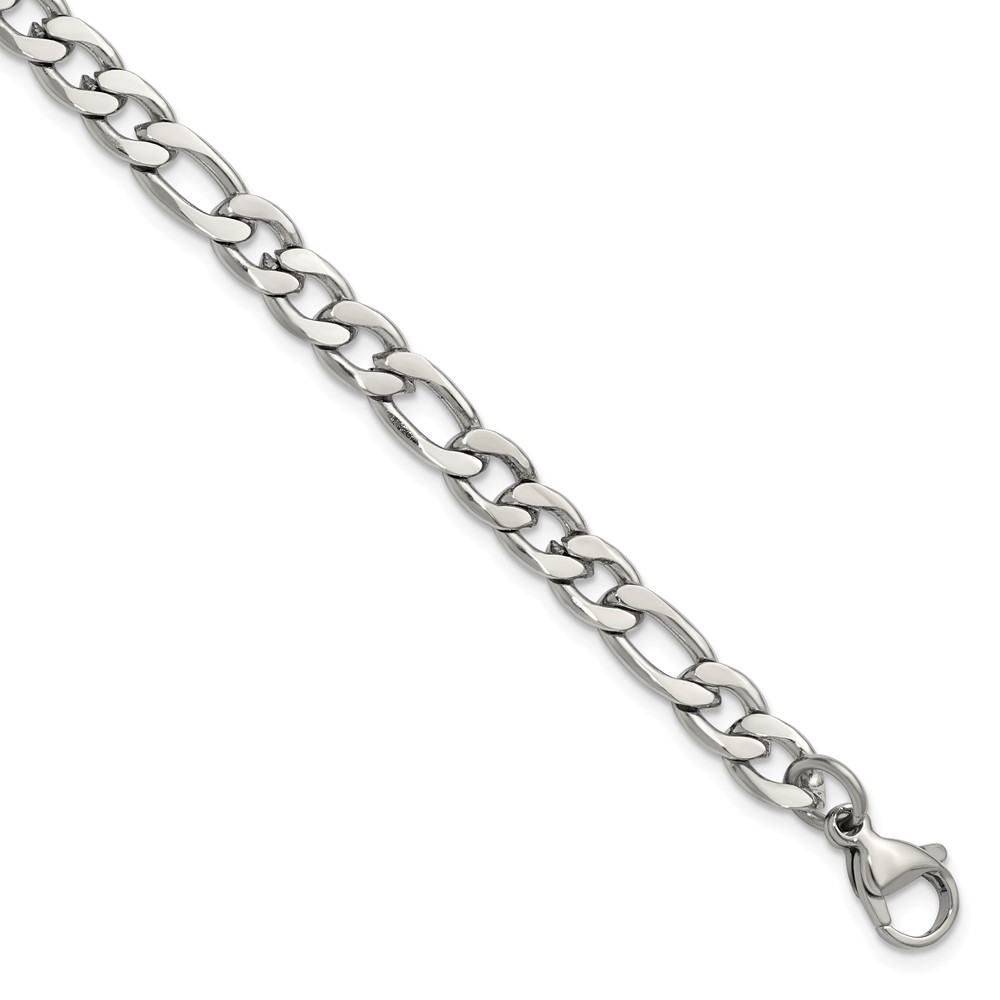 Chisel Stainless Steel Polished 6.3mm Figaro Chain, 8"