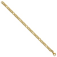 Chisel Stainless Steel Polished Yellow IP-plated 6.3mm 8 Inch Figaro Chain view 2