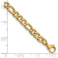 Chisel Stainless Steel Polished Yellow IP-plated 6.3mm 8 Inch Figaro Chain view 4