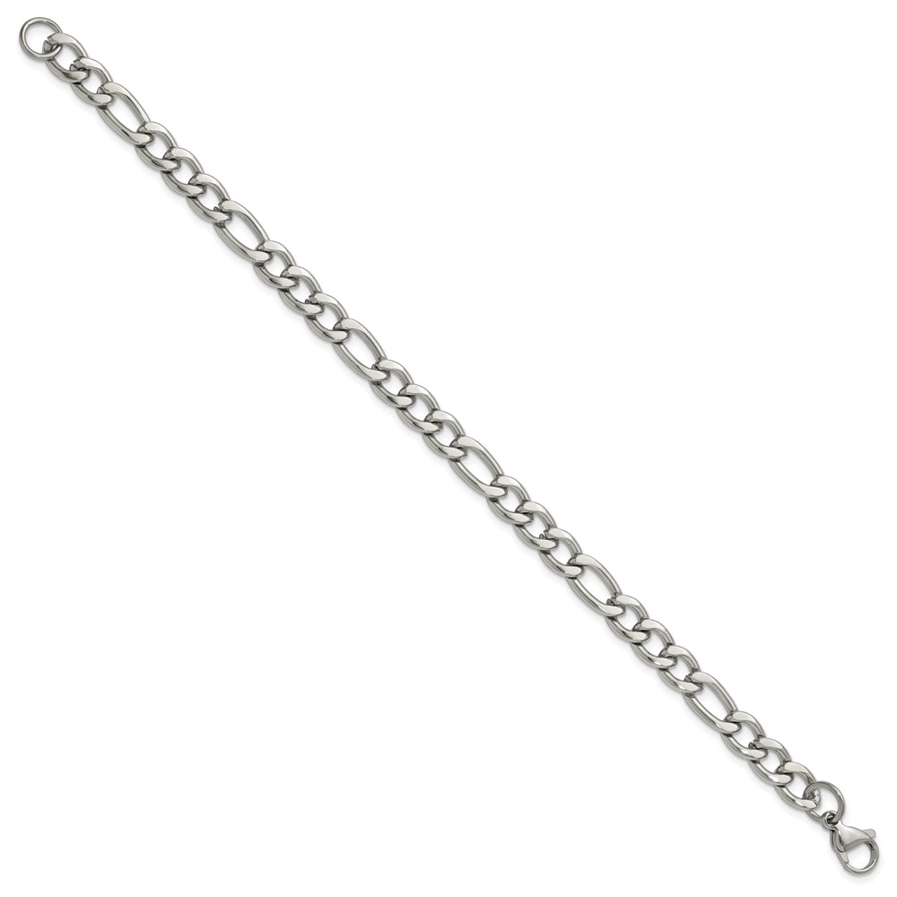Chisel Stainless Steel Polished 6.75mm Figaro Chain, 8"
