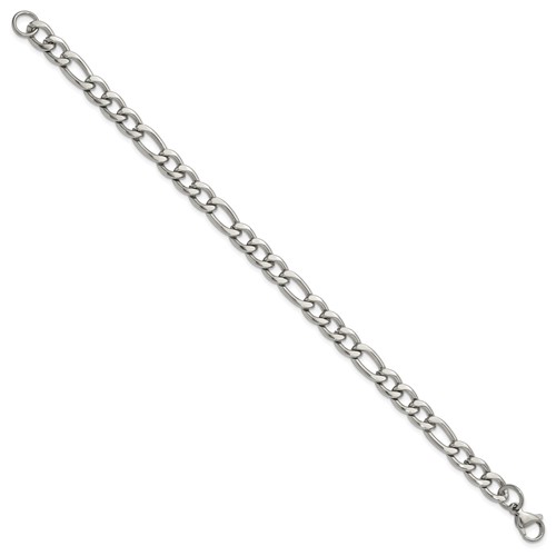 Chisel Stainless Steel Polished 6.75mm Figaro Chain, 8"