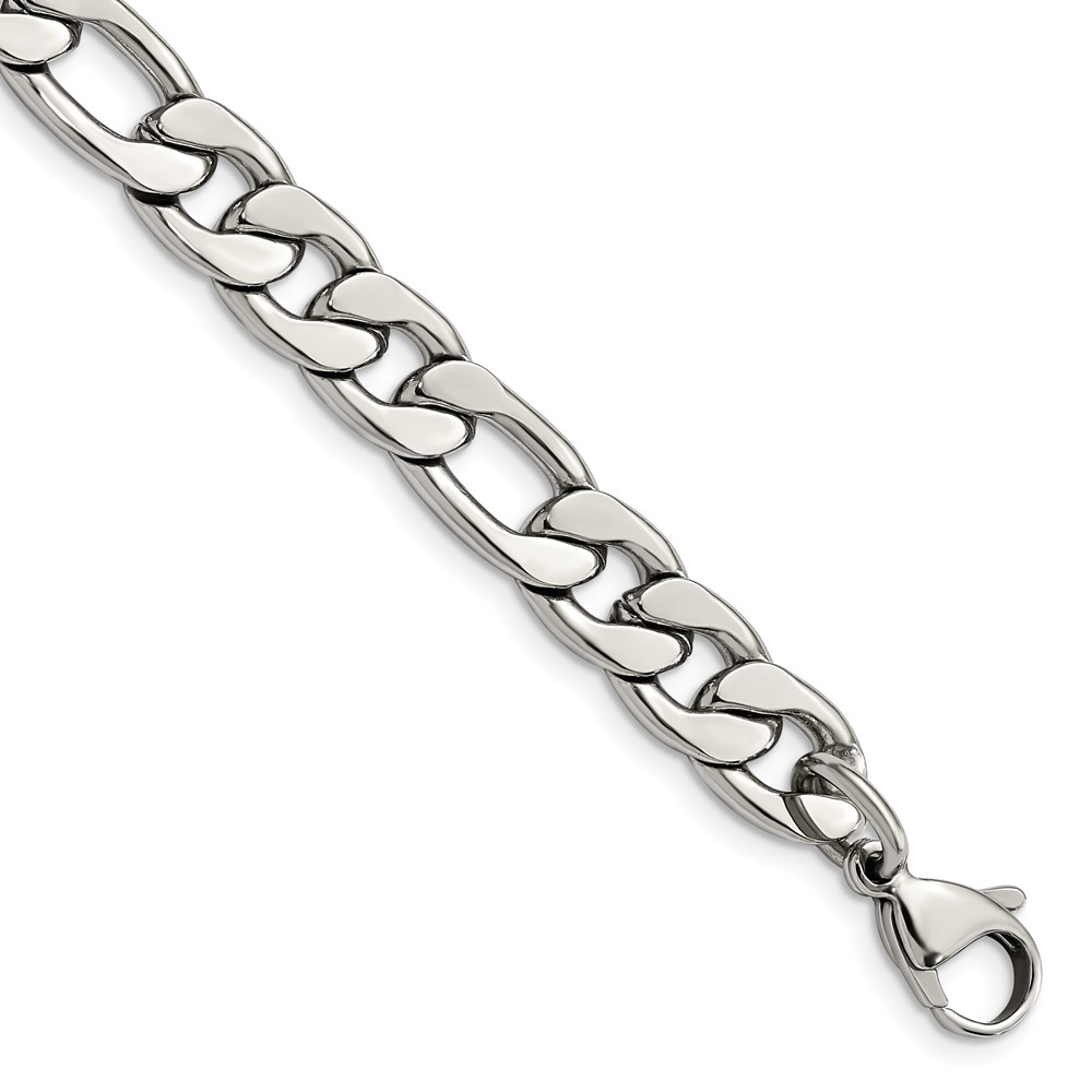 Chisel Stainless Steel Polished 8.75mm Figaro Chain, 8"