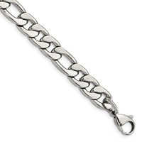 Chisel Stainless Steel Polished 8.75mm Figaro Chain, 8" view 1