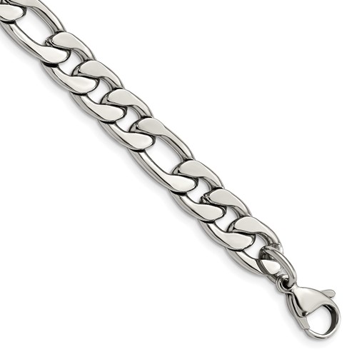 Chisel Stainless Steel Polished 8.75mm Figaro Chain, 8"
