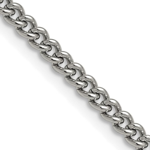 Chisel Stainless Steel Polished 4mm Round Curb Chain, 18"