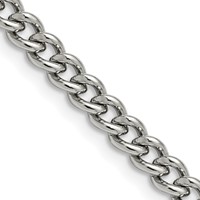 Chisel Stainless Steel Polished 5.3mm Round Curb Chain - 18in view 1
