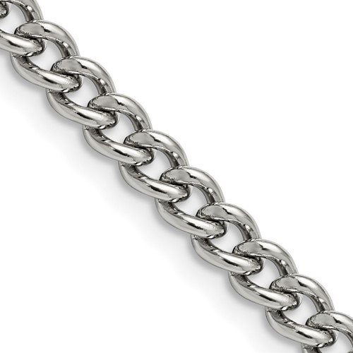 Chisel Stainless Steel Polished 5.3mm Round Curb Chain, 18"