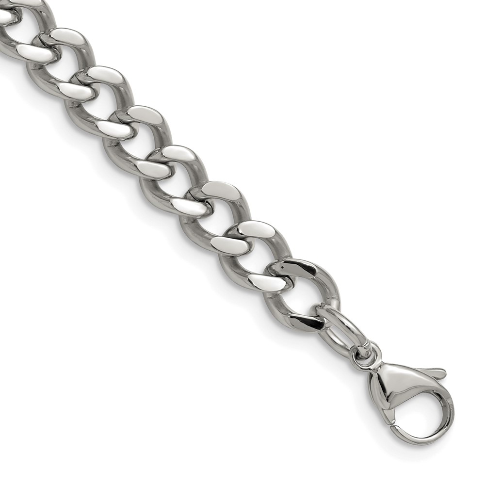 Chisel Stainless Steel Polished 7.5mm Curb Chain, 8"