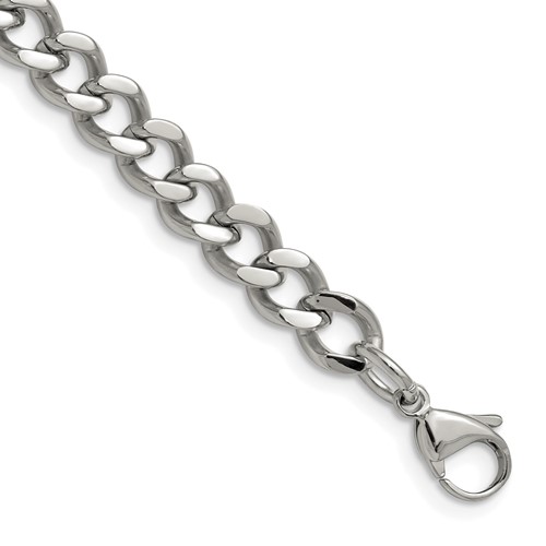 Chisel Stainless Steel Polished 7.5mm Curb Chain, 8"