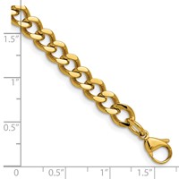 Chisel Stainless Steel Polished Yellow IP-plated 7.5mm Curb Chain, 8" view 3