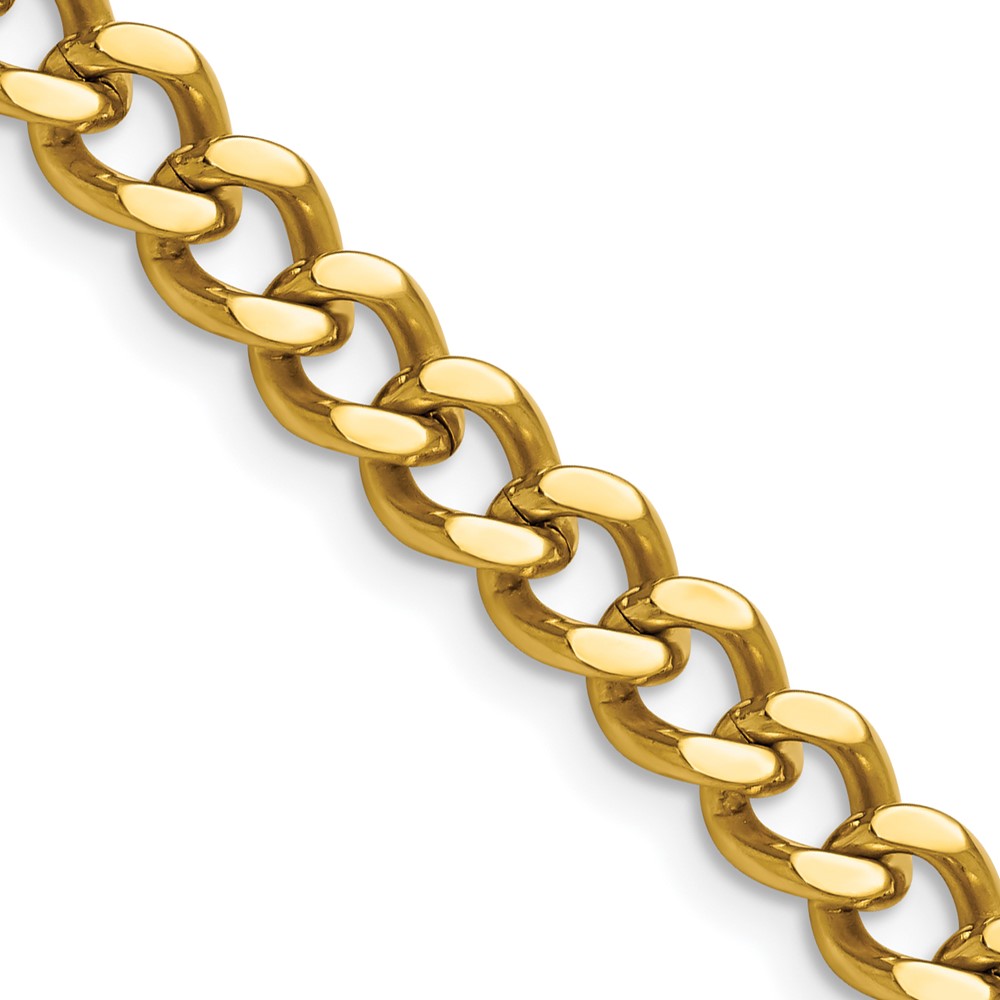 Stainless Steel Polished Yellow IP-plated 7.5mm 22in Curb Chain