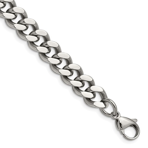 Chisel Stainless Steel Polished 9.5mm Curb Chain, 7.75"