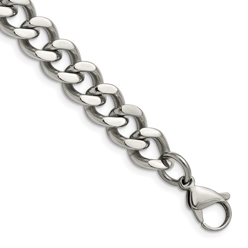 Chisel Stainless Steel Polished 11.5mm Curb Chain, 8.5"