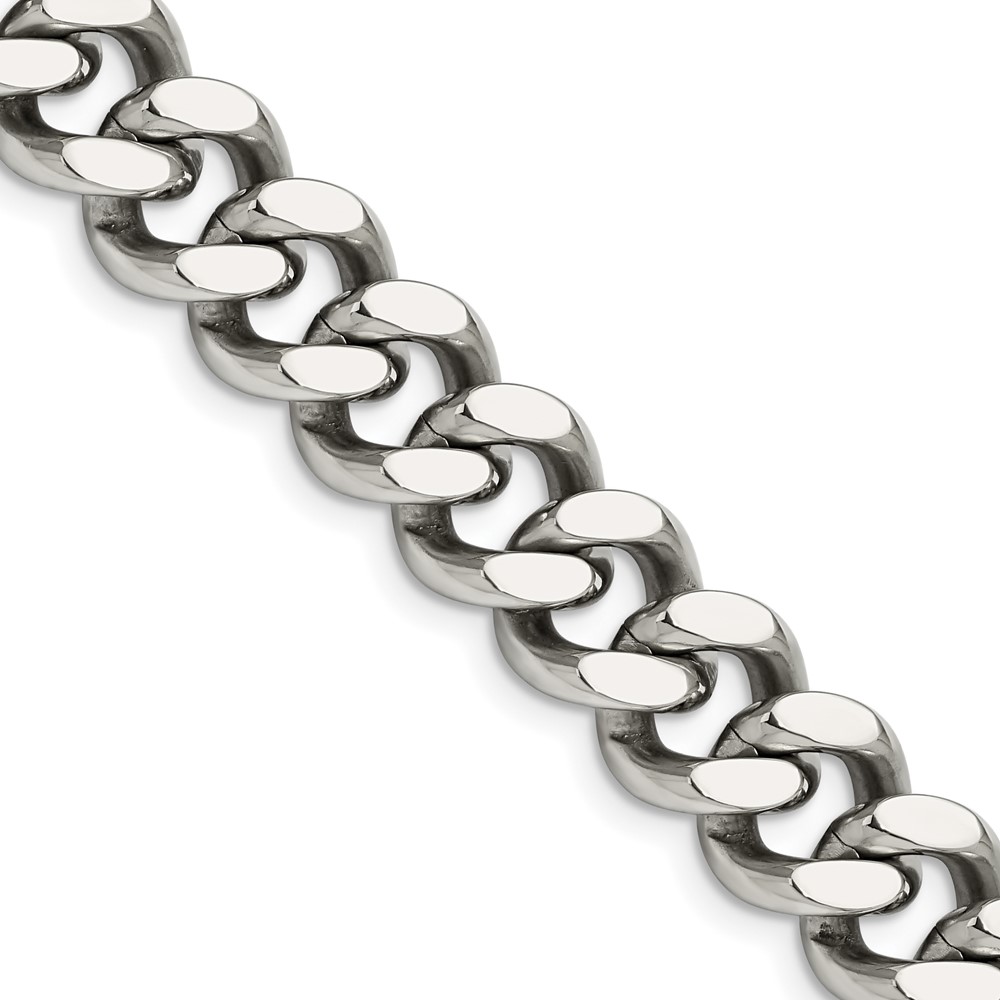 Stainless Steel Polished 13.75mm 8.5in Curb Chain