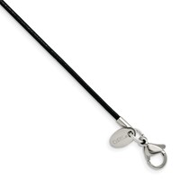 Chisel Stainless Steel Black Leather Cord Necklace, 18" view 1