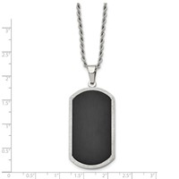 Chisel Stainless Steel Brushed Black-plated Laser Cut Edge Dog Tag on a Rope Chain Necklace, 24" view 3