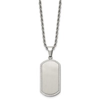 Chisel Stainless Steel Brushed Laser Cut Edges Dog Tag on a Rope Chain Necklace, 22" view 3