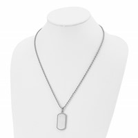Chisel Stainless Steel Brushed Laser Cut Edges Dog Tag on a Rope Chain Necklace, 22" view 4