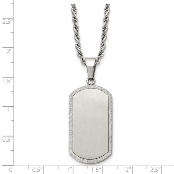 Chisel Stainless Steel Brushed Laser Cut Edges Dog Tag on a 22 inch Rope Chain Necklace