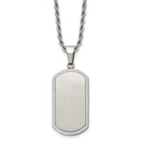 Chisel Stainless Steel Brushed Laser Cut Edges Dog Tag on a Rope Chain Necklace, 22" view 1