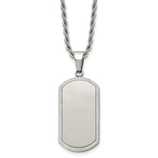 Chisel Stainless Steel Brushed Laser Cut Edges Dog Tag on a 22 inch Rope Chain Necklace