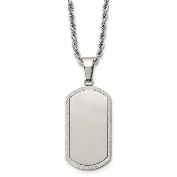 Chisel Stainless Steel Brushed Laser Cut Edges Dog Tag on a 22 inch Rope Chain Necklace