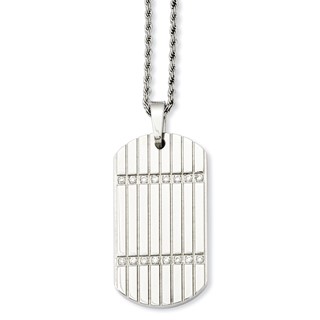 Stainless Steel CZ Dog Tag Pendant