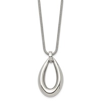 Stainless Steel Polished Teardrop Dangle Necklace - 24in view 3