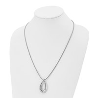 Stainless Steel Polished Teardrop Dangle Necklace - 24in view 4