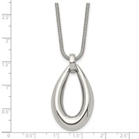 Stainless Steel Polished Teardrop Dangle Necklace - 24in view 5