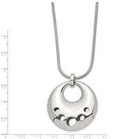 Stainless Steel Polished Circle Cut-out Necklace, 24" view 3