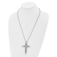 Chisel Stainless Steel Brushed and Polished Cross Pendant on a Ball Chain Necklace, 24" view 4