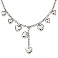 Chisel Stainless Steel Polished Hearts on a Cable Chain Necklace, 18" view 3