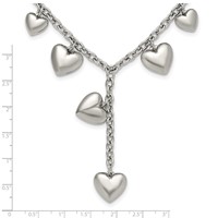 Chisel Stainless Steel Polished Hearts on a Cable Chain Necklace, 18" view 4
