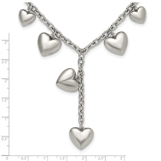 Chisel Stainless Steel Polished Hearts on a 18 inch Cable Chain Necklace