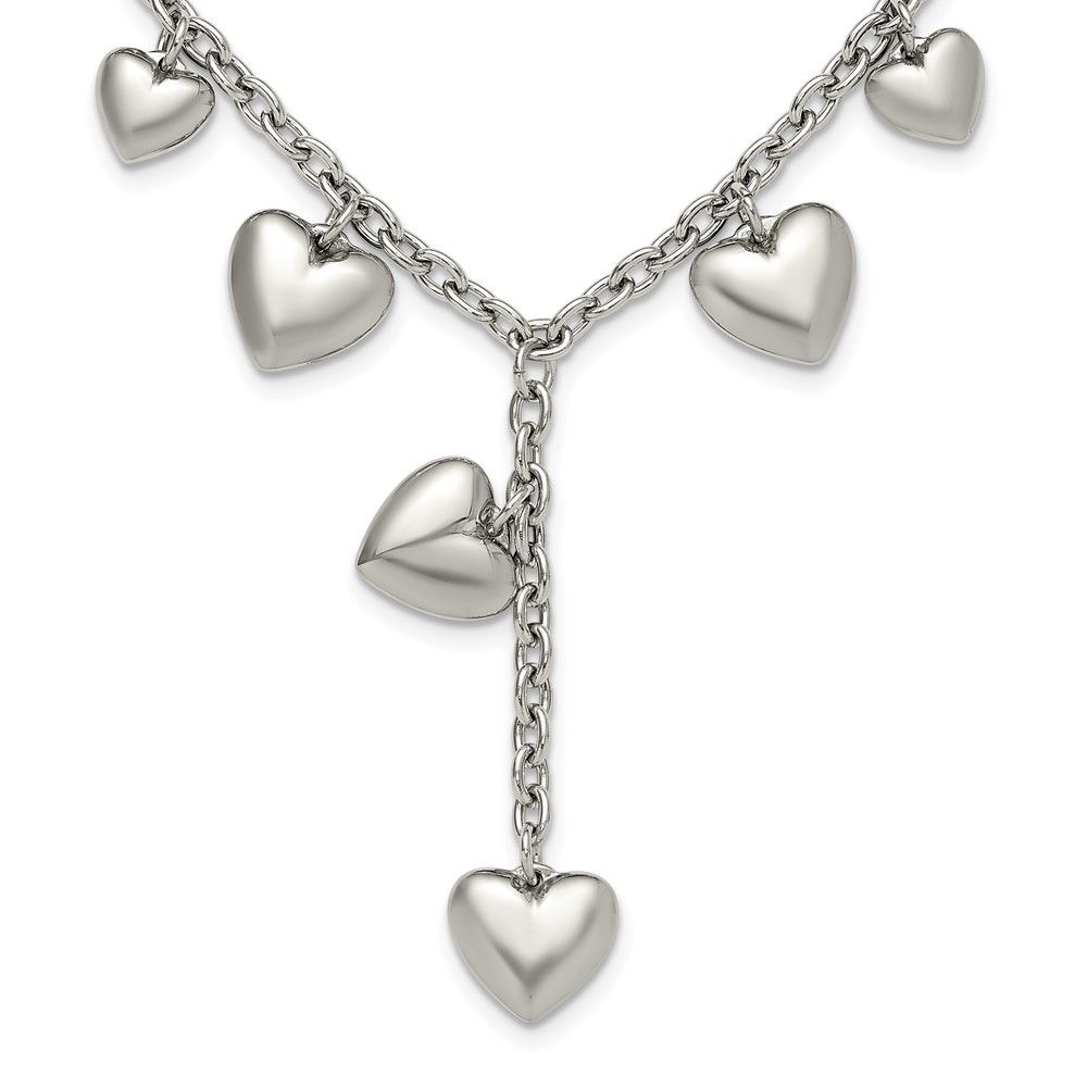 Stainless Steel 18in Polished Hearts Y Necklace