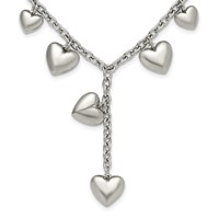 Chisel Stainless Steel Polished Hearts on a Cable Chain Necklace, 18" view 1
