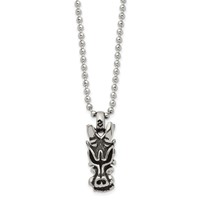 Chisel Stainless Steel Antiqued and Polished Dragon Head Pendant on a Ball Chain Necklace - 22in view 3