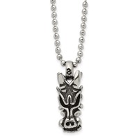 Chisel Stainless Steel Antiqued and Polished Dragon Head Pendant on a Ball Chain Necklace - 22in view 1